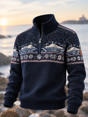 Herren-Sweatshirt mit halbem Reiß verschluss für Nordic Heritage