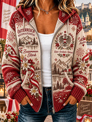 Gestrickter Hoodie mit Aufdruck zur Feier des Nationalfeiertags der Frauen