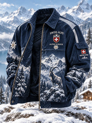 Herren-Jacke mit alpinem Gedenk-Graphic-Print
