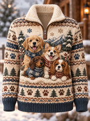 Damen-Sweatshirt mit Fellkragen und interessanten Tiermotiven