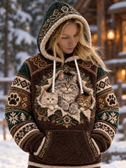 Damen-Flanell-Hoodie mit interessanten Tiermotiven