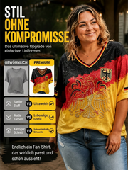 Damen-Lässiges V-Ausschnitt-T-Shirt mit deutschem Adler-Print