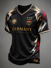 Männer Deutschland Fußball T-Shirt mit V-Ausschnitt