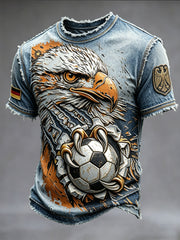 Herren-T-Shirt im 3D-Druck‑Design mit Jeans‑Optik, lässig, deutsche Fußball‑Eagles