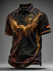Herren-Fußballkunstdruck-Poloshirt in Deutschland-Optik