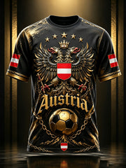 Herren-T-Shirt mit Kunstdruck – österreichisches Fußball-Fangeschrei-Element