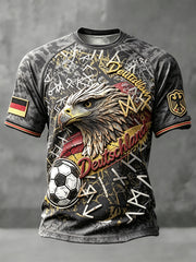 Herren-T-Shirt im Retro-Stil mit deutschen Fußballadler- und Tarnmuster, lässiger Drop‑Shoulder‑Schnitt