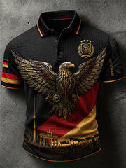 Herren-Fußballkunstdruck-Poloshirt in Deutschland-Optik