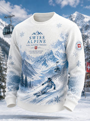 Herren-Longsleeve aus Waffelstrick mit Ski-Elementen
