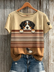 Damen Peeking Berner Sennenhund Color block Print Kurzarm T-Shirt