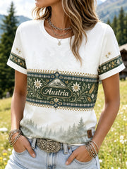 Damen-T-Shirt mit Kunstdruck eines österreichischen Naturlandschaftselements