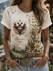 Damen-T-Shirt mit Kunstdruck eines österreichischen Naturlandschaftselements