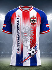 Herren-T-Shirt mit Kunstdruck zum Anfeuern bei einem österreichischen Fußballspiel