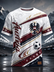 Herren-T-Shirt mit Kunstdruck zum Anfeuern bei einem österreichischen Fußballspiel