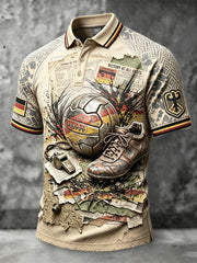 Herren Deutsches Fußball Retro 3D-gedrucktes lässiges Polos hirt