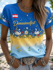 Damen-T-Shirt mit Kunstdruck zur Erinnerung an das österreichische Donauinsel-Festival