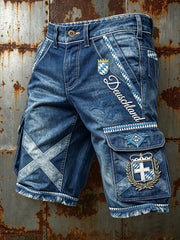 Herren-Shorts im deutschen bayerischen Stil mit Jeans-Print, lässige Freizeit- und Arbeitsmode