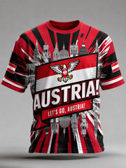 Herren-T-Shirt mit Kunstdruck zum Anfeuern bei einem österreichischen Fußballspiel