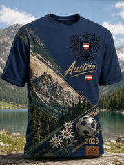 Herren-T-Shirt mit Kunstdruck zum Anfeuern bei österreichischen Fußballspielen