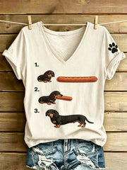 Frauen Tier lustige Hunde kunst gedruckt Vintage Mode Lose Kurzarm T-Shirt