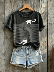 Damen-T-Shirt mit schönen Katzen-Kunstdruck