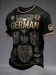 Herren-T-Shirt in Schwarz mit deutschem Fußball- und Schwarzer-Adler-Print, lässig geschnitten