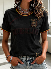 Damen-Fußball-T-Shirt aus Deutschland mit V-Ausschnitt und Print