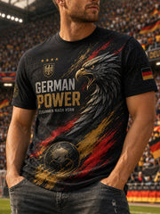 Herren-T-Shirt mit kurzen Ärmeln, Adler- und Fußballmotiv