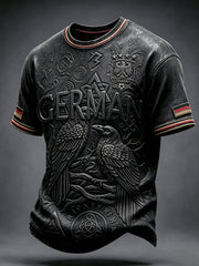 Herren-T-Shirt in Schwarz mit 3D-Druckmotiv zum deutschen Fußball, lässiger Style