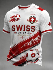 Herren-T-Shirt mit kurzen Ärmeln und Fußball-Print