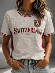 Damen-T-Shirt mit Schweizer Fußballmotiv