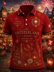 Herren-Poloshirt mit kurzen Ärmeln zum Nationalfeiertag
