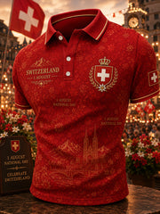 Herren-Poloshirt mit kurzen Ärmeln zum Nationalfeiertag