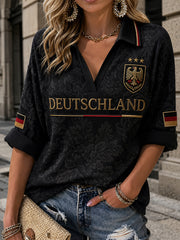 Retro-Fußballfan-Kunstdruck in deutscher Optik, lässiges Top