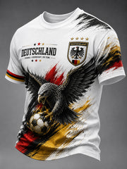Herren-T-Shirt mit kurzen Ärmeln, Adler- und Fußballmotiv