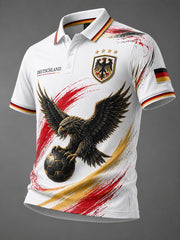 Herren-Poloshirt mit kurzen Ärmeln und Adler- sowie Fußball-Print
