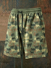 Herren lustige Camouflage Katze Kordel zug Shorts