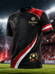Herren-T-Shirt mit Kunstdruck zum Anfeuern bei österreichischen Fußballspielen