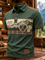Herren-Polo mit österreichischem Naturmotiv und festlichem Kunst-Print