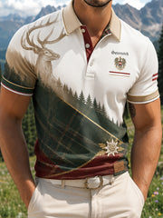 Herren-Polo mit österreichischem Naturmotiv und festlichem Kunst-Print
