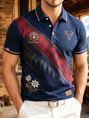 Herren-Polo mit österreichischem Naturmotiv und festlichem Kunst-Print