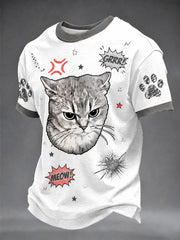 Herren Pop-Art Cat Print Casual Unisex T-Shirt