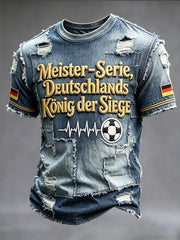 Herren-Fußball-T-Shirt im Patchwork-Style, lässig mit Print