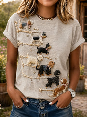 Frauen niedliches Welpen-T-Shirt mit kurzen Ärmeln