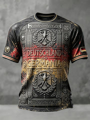 Dunkelgraues Freizeit-T-Shirt für Herren mit farbverlaufendem deutschen Adler-Design im Fußballstil