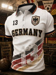 Herren-Poloshirt mit kurzen Ärmeln und Adler- sowie Fußballmotiv