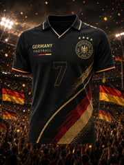 Herren-Poloshirt mit kurzen Ärmeln und Adler- sowie Fußballmotiv