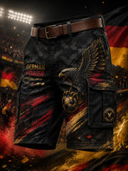 Herren-Shorts im Cargostil mit Adler- und Fußballmotiv
