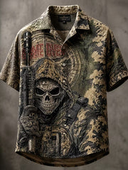 Männer Schädel Soldat Camouflage Print Kurzarm Hemd