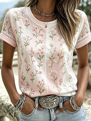 Frauen-T-Shirt mit Brustkrebs- und Rosendruck, lässig